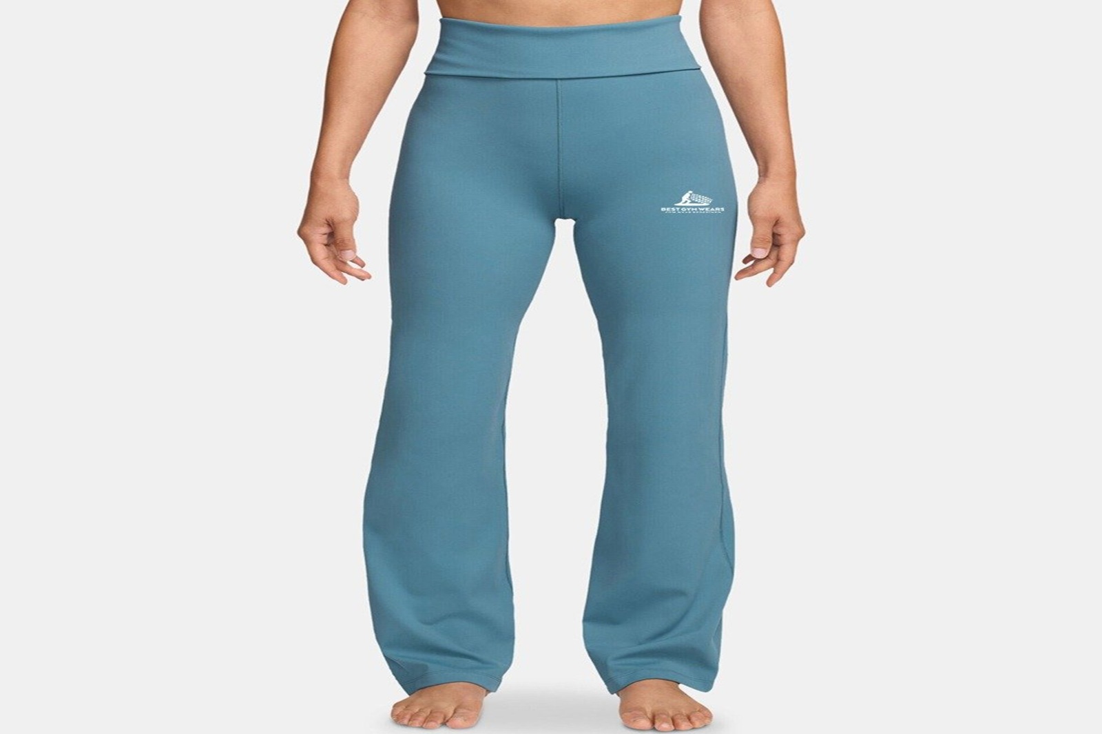 Blue women's sweatpants with relaxed fit and elastic waistband